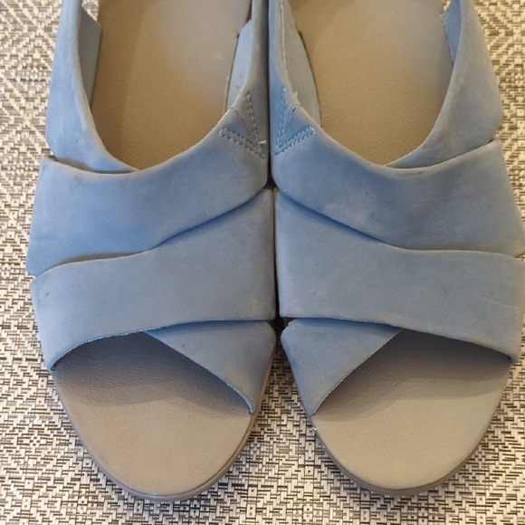 Cloudsteppers by Clarks Light Blue Suede Wedge Sandals - Picture 4 of 12